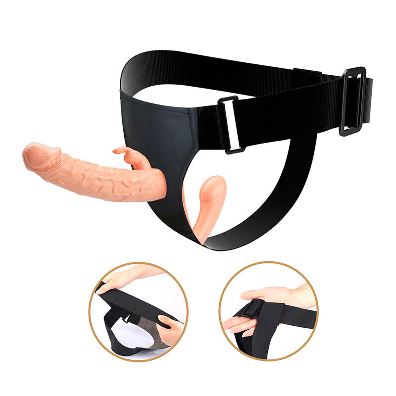 BAILE - CHARLOTTE HOLLOW DOPPIA PENETRAZIONE STRAP-ON FLESH – Doppie imbracature – foto 3