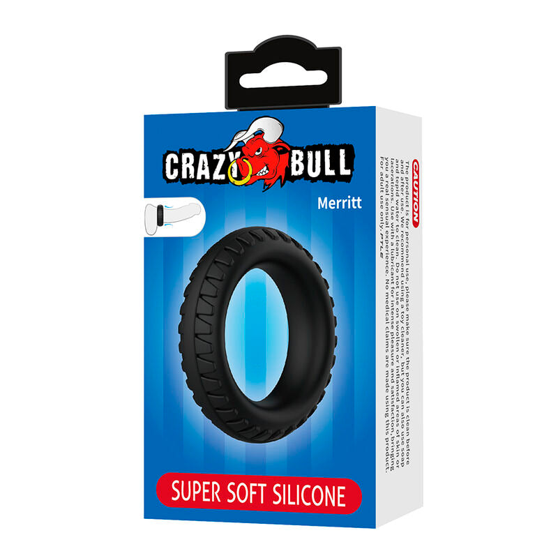 CRAZY BULL - ANELLO PER PENE IN SILICONE TESTURIZZATO MERRITT NERO – Cockring senza vibrazione – foto 8
