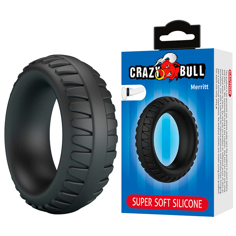 CRAZY BULL - ANELLO PER PENE IN SILICONE TESTURIZZATO MERRITT NERO – Cockring senza vibrazione – foto 2