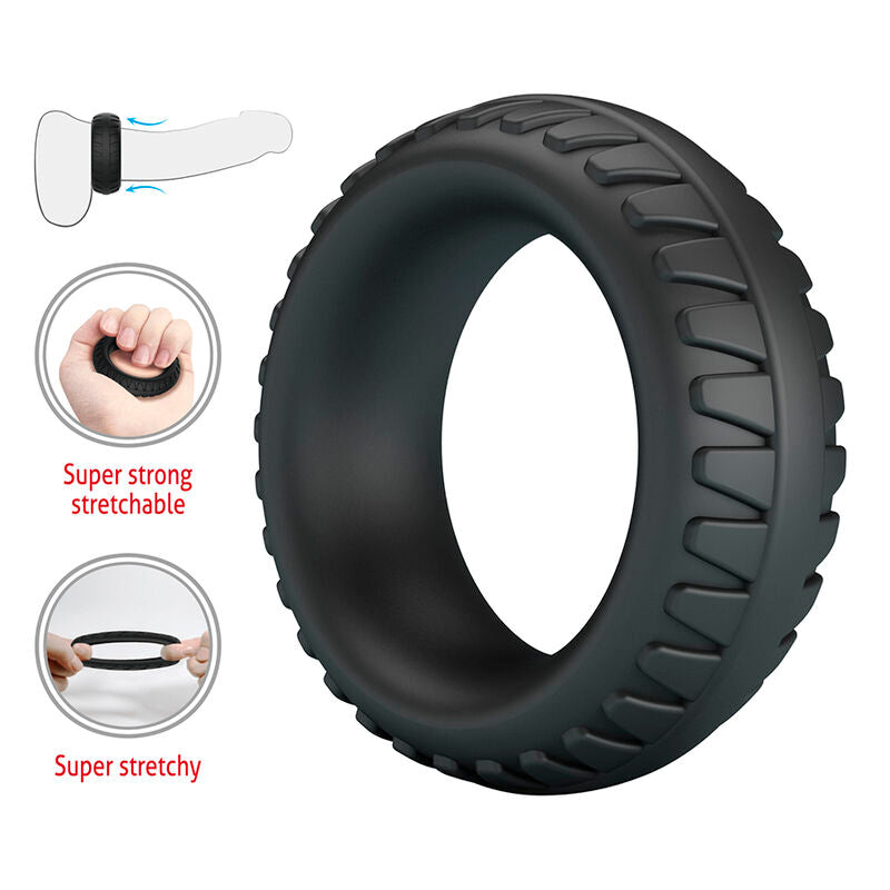 CRAZY BULL - ANELLO PER PENE IN SILICONE TESTURIZZATO MERRITT NERO – Cockring senza vibrazione – foto 6