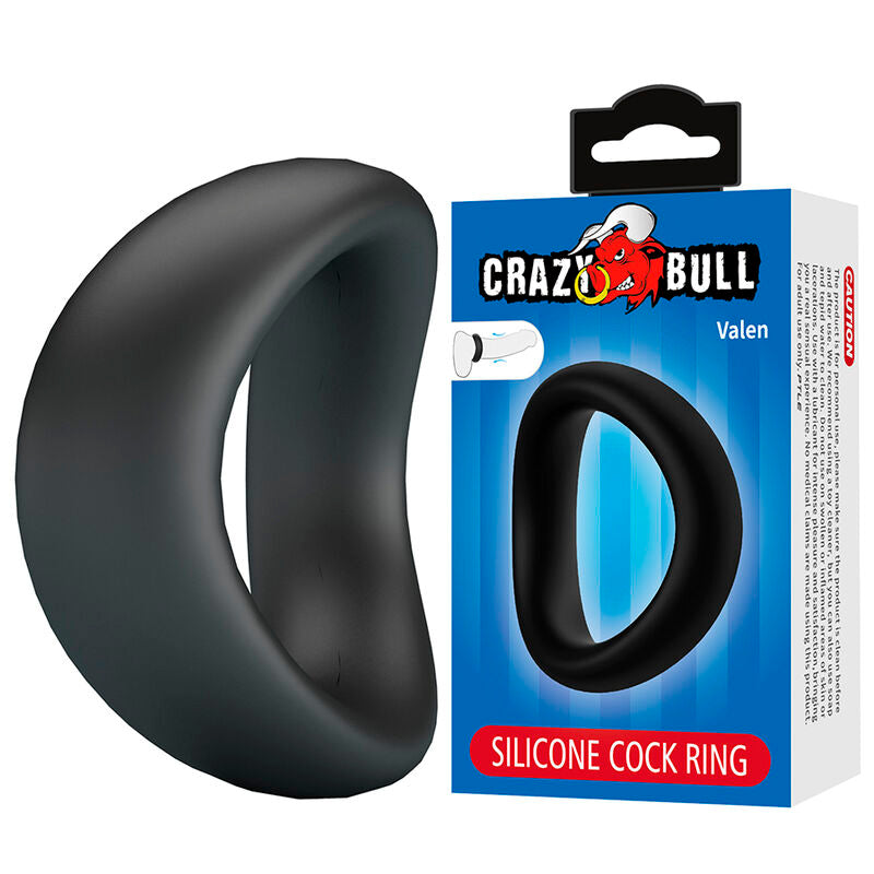CRAZY BULL - VALEN ANELLO PER PENE ERGONOMICO IN SILICONE NERO – Cockring senza vibrazione – foto 2