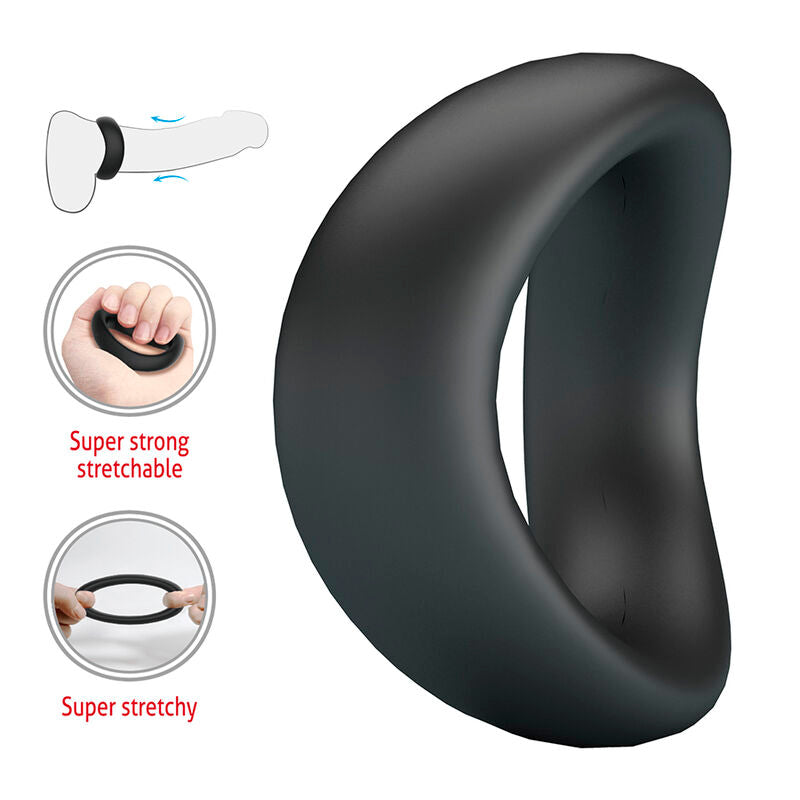 CRAZY BULL - VALEN ANELLO PER PENE ERGONOMICO IN SILICONE NERO – Cockring senza vibrazione – foto 6