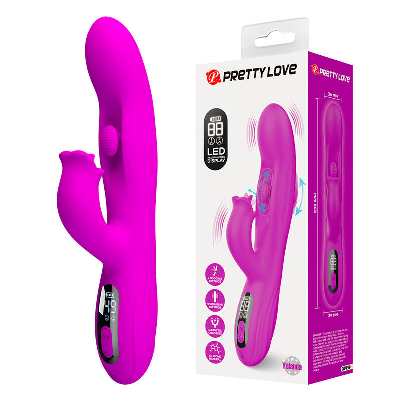PRETTY LOVE - VIBRATORE OSCILLANTE YALANDA RABBIT CON DISPLAY LED VIOLA – Vibratori di coniglio – foto 4