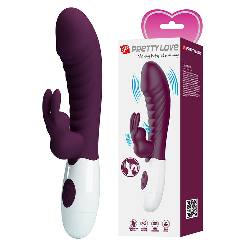 PRETTY LOVE - VIBRATORE A CONIGLIO NAUGHTY BUNNY A 30 FUNZIONI, VIOLA – Vibratori di coniglio – foto 2