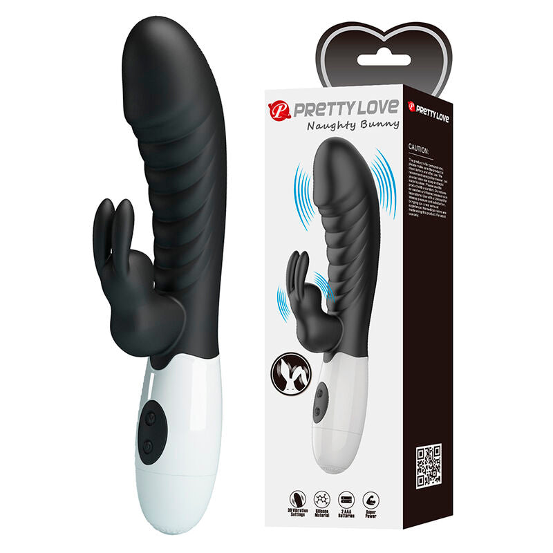 PRETTY LOVE - VIBRATORE A CONIGLIO NAUGHTY BUNNY CON 30 FUNZIONI NERO – Vibratori di coniglio – foto 2