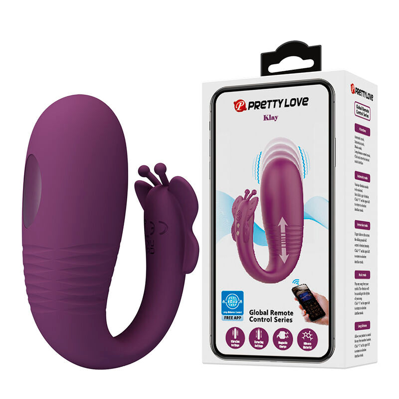 PRETTY LOVE - VIBRATORE A UOVO KLAY CON SPINTA, CONTROLLO TRAMITE APP, VIOLA – Uova vibranti – foto 2