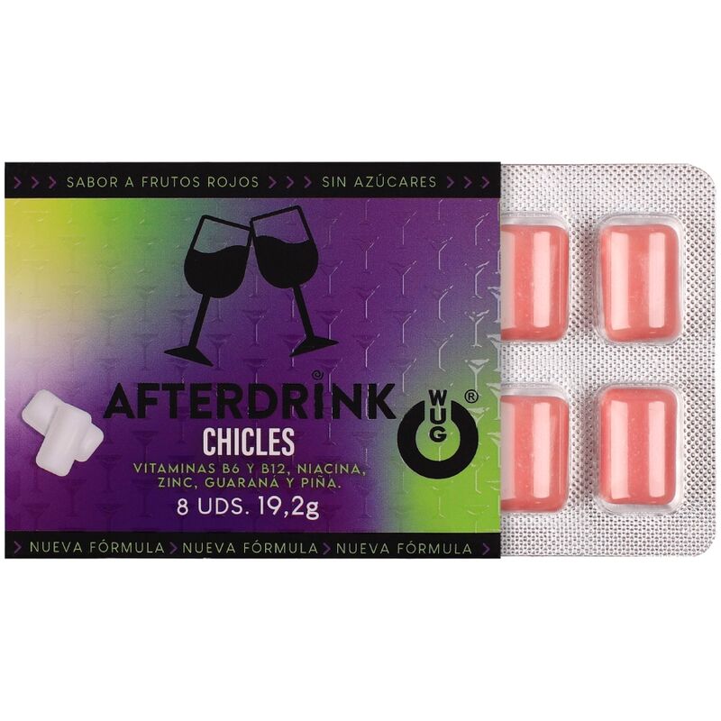 WUG After Drink – La gomma da masticare funzionale che ti aiuta a recuperare le energie dopo una serata fuori. BLISTER DA 8 PEZZI – Gengive stimolanti – foto 2
