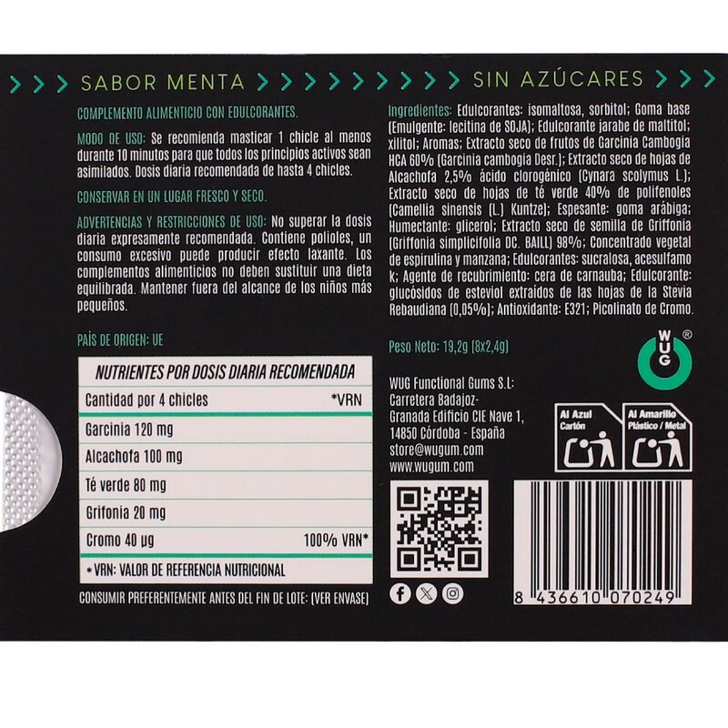 Dieta WUG - Controllo dell'appetito e riduzione degli spuntini BLISTER 8 UNITÀ – Gengive stimolanti – foto 4