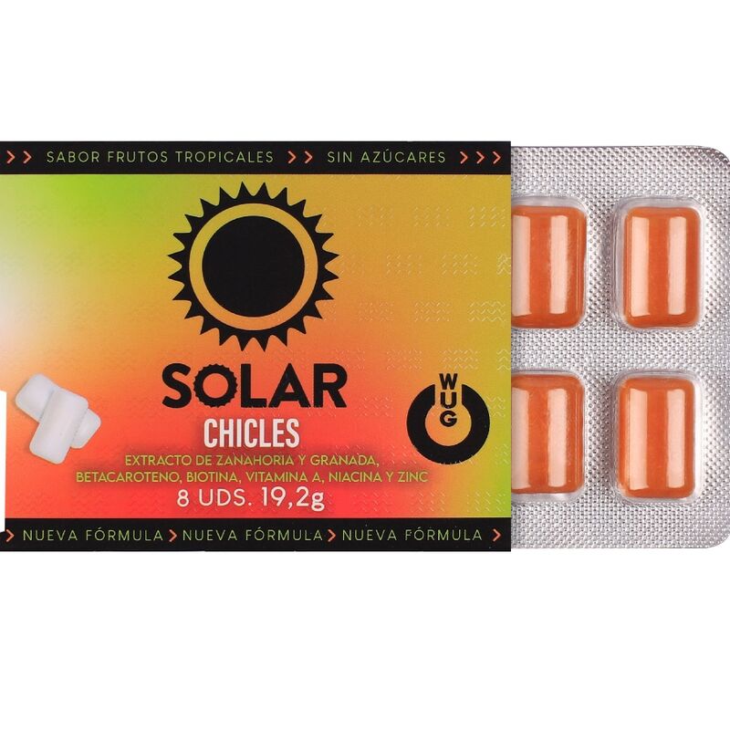 WUG Solar - La gomma da masticare che prepara la pelle al sole. BLISTER DA 8 PEZZI – Gengive stimolanti – foto 2
