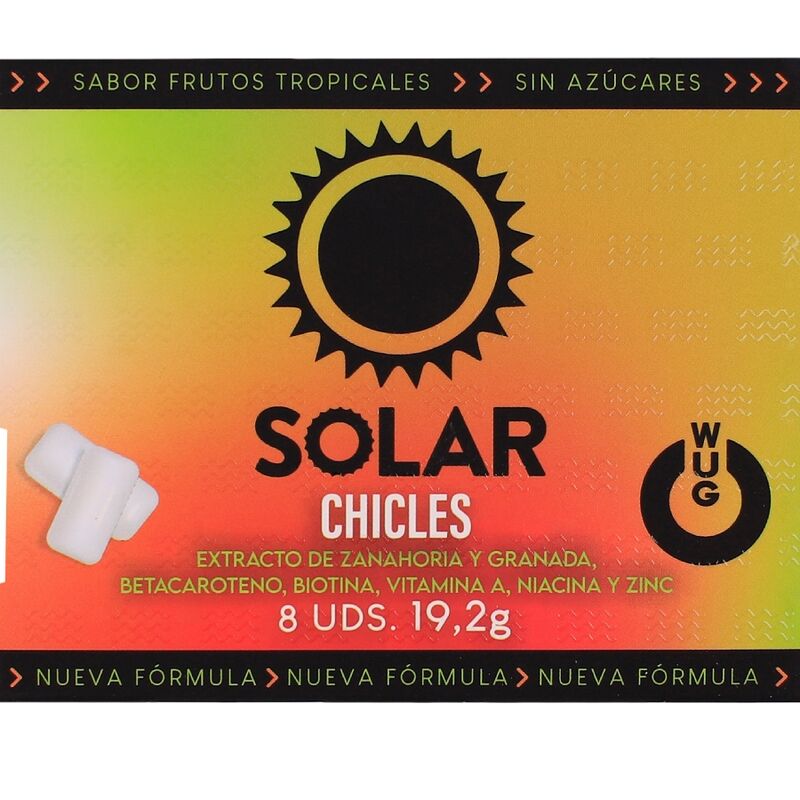 WUG Solar - La gomma da masticare che prepara la pelle al sole. BLISTER DA 8 PEZZI – Gengive stimolanti