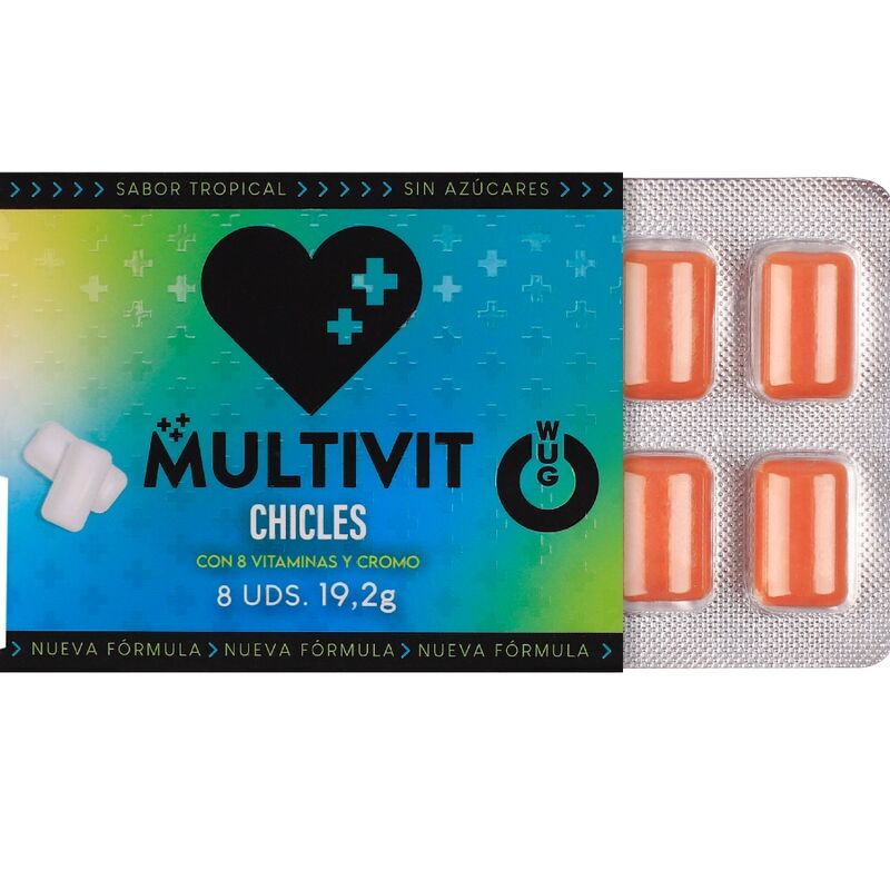 WUG Multivit - La gomma da masticare funzionale che rafforza le tue difese ogni giorno. BLISTER DA 8 UNITÀ – Gengive stimolanti – foto 2