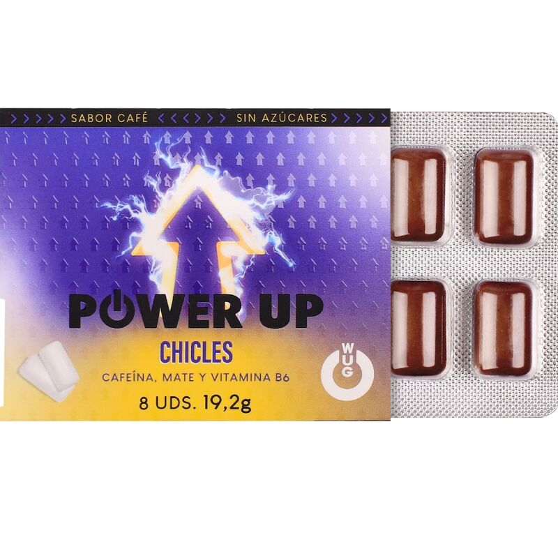 WUG Power Up - Gomma da masticare energetica per concentrazione e resistenza. BLISTER DA 8 PEZZI – Gengive stimolanti – foto 2