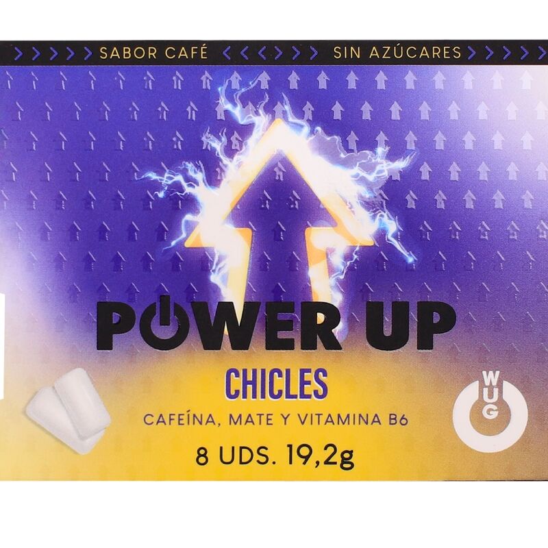 WUG Power Up - Gomma da masticare energetica per concentrazione e resistenza. BLISTER DA 8 PEZZI – Gengive stimolanti