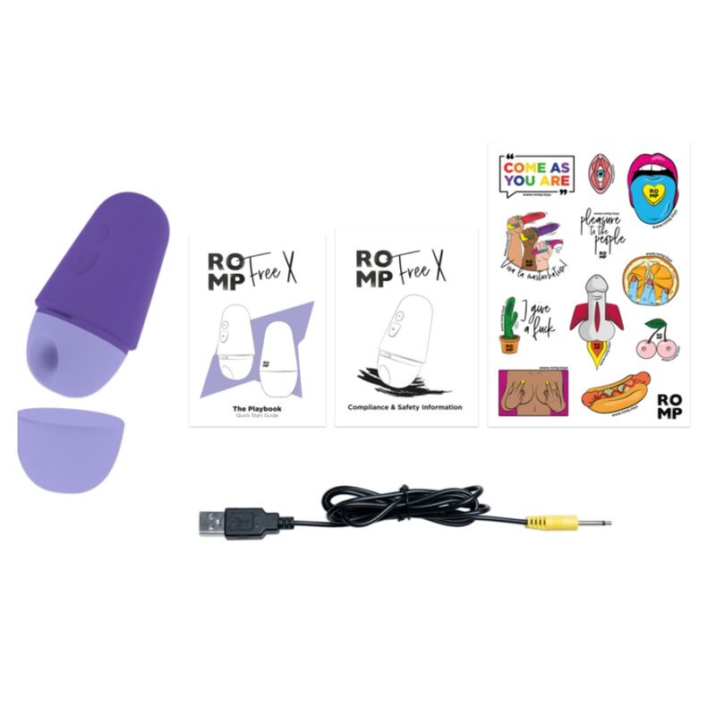 ROMP - STIMOLATORE CLITORIDEO GRATUITO CON COPERCHIO, 10 LIVELLI, RICARICABILE, VIOLA – Stimolatore d'aria con vibrazione – foto 11