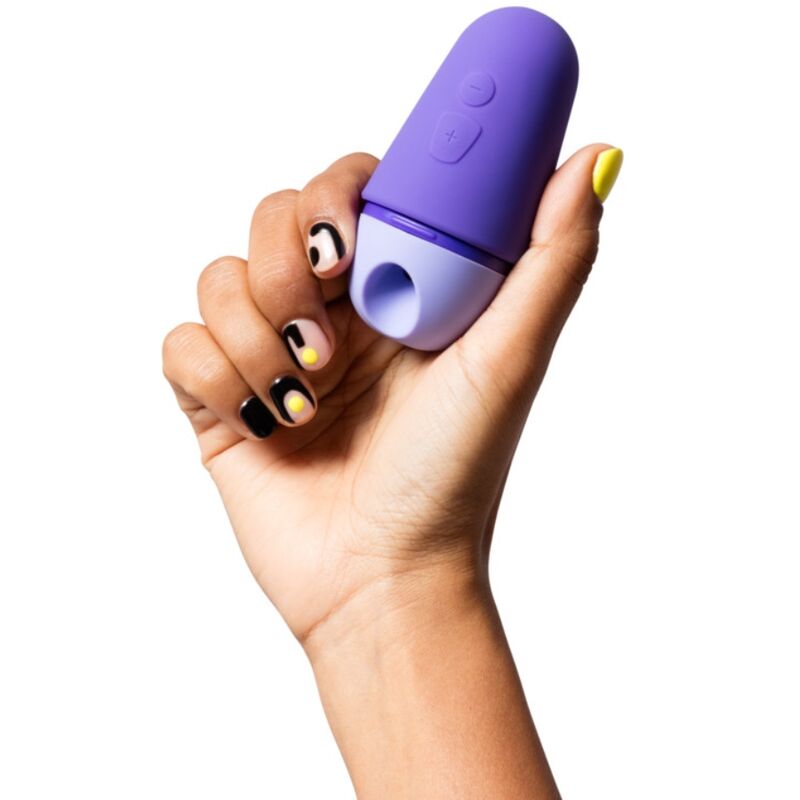 ROMP - STIMOLATORE CLITORIDEO GRATUITO CON COPERCHIO, 10 LIVELLI, RICARICABILE, VIOLA – Stimolatore d'aria con vibrazione – foto 3
