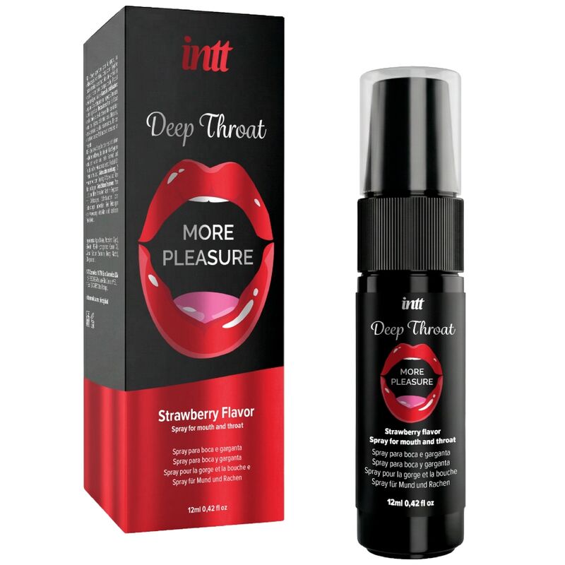 INTT - SPRAY ORALE PER GOLA PROFONDA, PIÙ PIACERE, GUSTO FRAGOLA – Per il sesso orale
