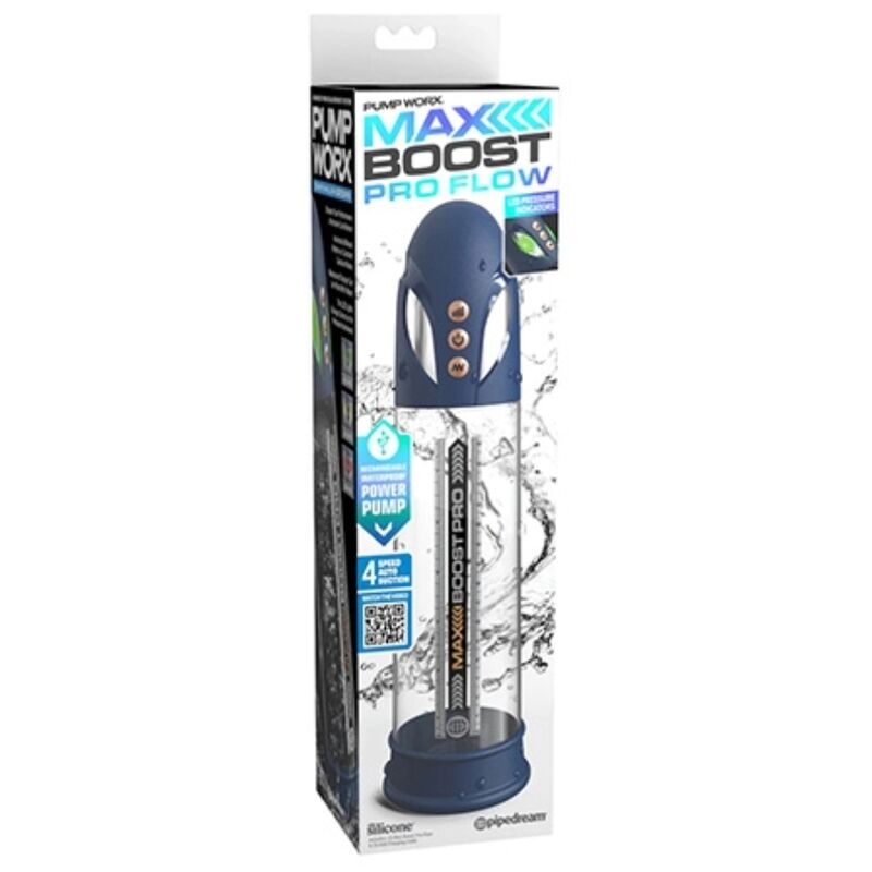 PUMP WORX - MAX BOOST PRO FLOW POMPA PER VUOTO BLU 30,5 CM – Pompa per l'ingrandimento del pene – foto 4