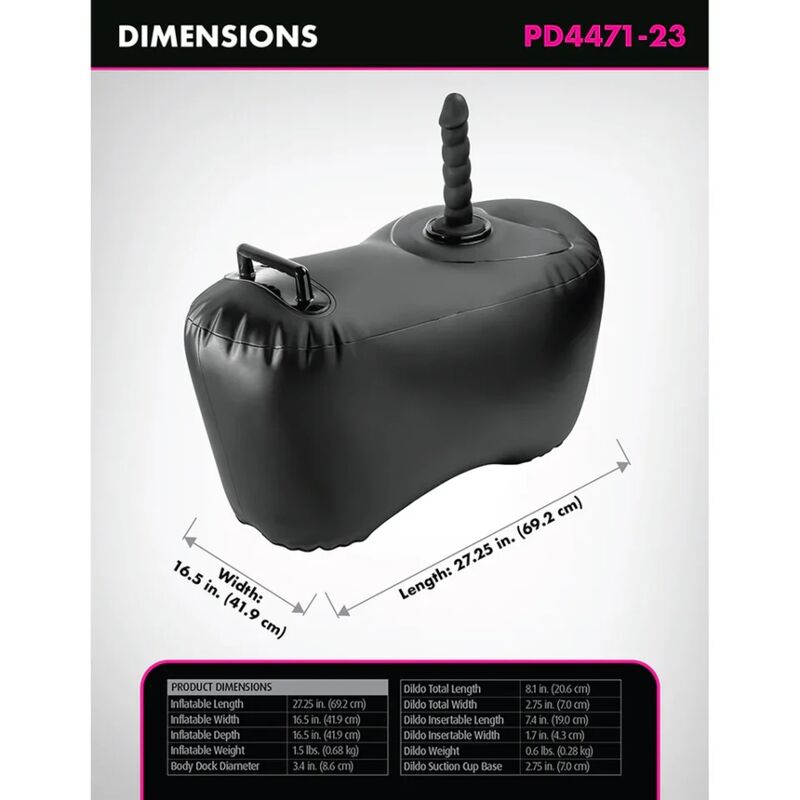 FETISH FANTASY SERIES - BODY DOCK SEGGIOLINO GONFIABILE CON DILDO 69,2 CM NERO – Cuscini sessuali – foto 6