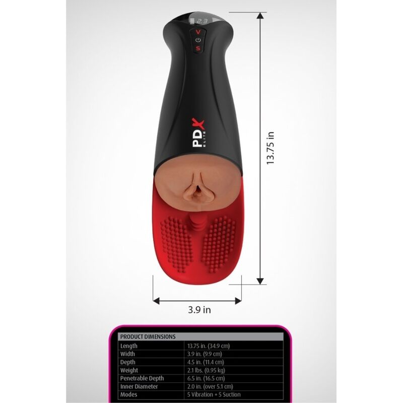 PDX ELITE - FAP-O-MATIC PRO XL VIBRANTE AUTOMATICO MARRONE 34,9 CM – Masturbatore automatico – foto 6