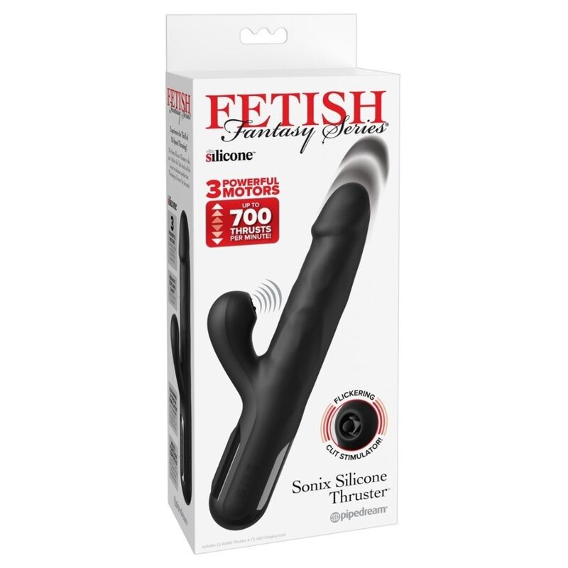 FETISH FANTASY SERIES - VIBRATORE A RAGAZZE IN SILICONE SONIX, NERO – Vibratori di coniglio