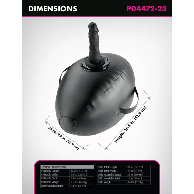 FETISH FANTASY SERIES - BODY DOCK SFERA DELL'AMORE GONFIABILE CON DILDO NERO 41,9 CM – Cuscini sessuali – foto 6