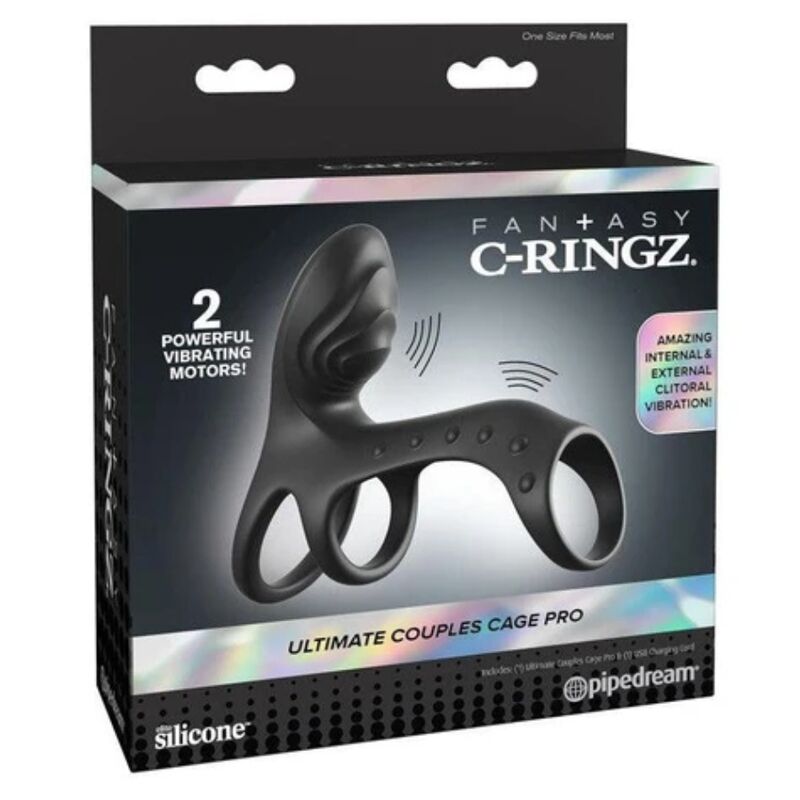 FANTASY C-RINGZ - GABBIA PER COPPIE DEFINITIVA, ANELLO VIBRANTE PER PENE PRO 19,5 CM – Cockring con vibrazione – foto 5