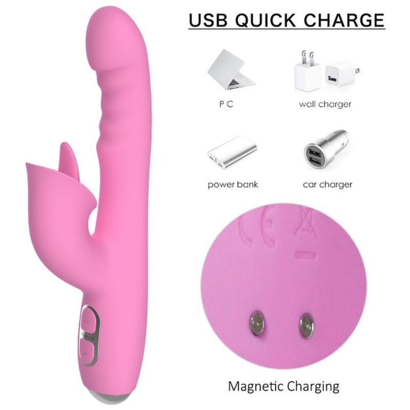 NALONE - T-MAY VIBRATORE MAGIC STICK RABBIT - ROSA – Vibratori di coniglio – foto 8