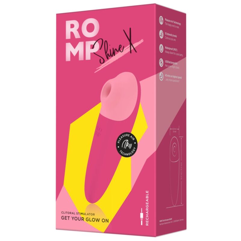 ROMP - SHINE X ASPIRAZIONE CLITORIDEA 10 LIVELLI ROSA – Stimolatore d'aria con vibrazione – foto 11
