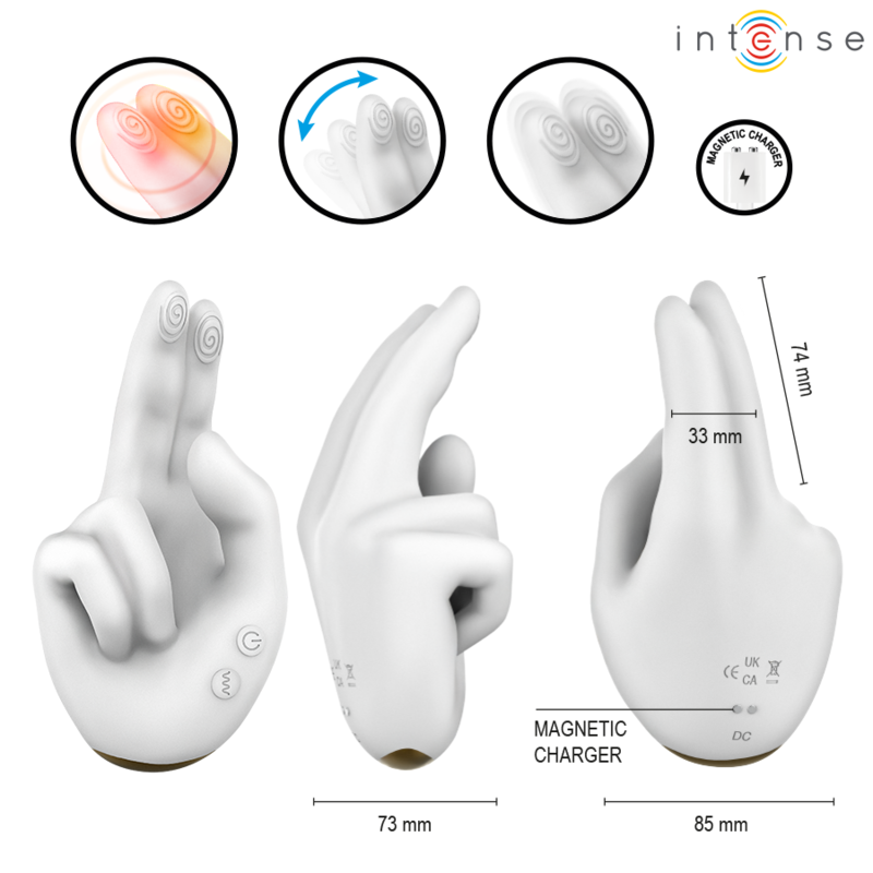INTENSE - JIMMY STIMOLATORE MULTIFUNZIONE A FORMA DI MANO CON VIBRAZIONE E CALORE – Per il clitoride – foto 3