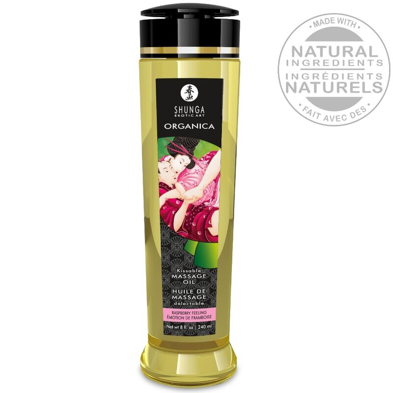 SHUNGA - OLIO DA MASSAGGIO BIOLOGICO AL LAMPONE 240 ML – Oli Aromatizzati – foto 2