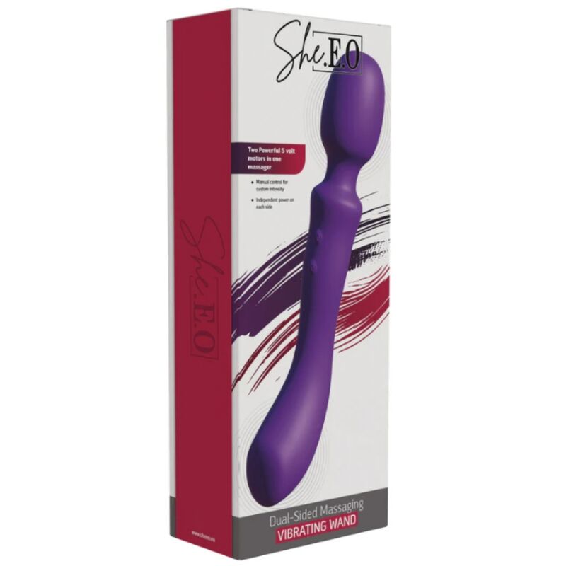 SHE.E.O - BACCHETTA MASSAGGIANTE VIBRANTE A DOPPIA ESTREMITÀ VIOLA – Vibratore WAND – foto 5