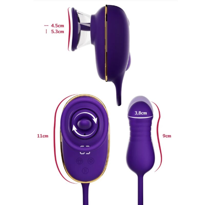 SHE.E.O - STRUMENTO DI ASPIRAZIONE CLITORIDEA CON EFFETTO LECCHIO E STIMOLATORE ANALE VIOLA – Per il clitoride – foto 4