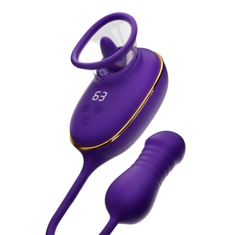 SHE.E.O - STRUMENTO DI ASPIRAZIONE CLITORIDEA CON EFFETTO LECCHIO E STIMOLATORE ANALE VIOLA – Per il clitoride