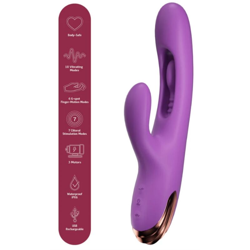 SHE.E.O - VIBRATORE PER IL PUNTO G A FORMA DI CONIGLIO CON MOVIMENTO DIGITALE VIOLA – Vibratori di coniglio – foto 2