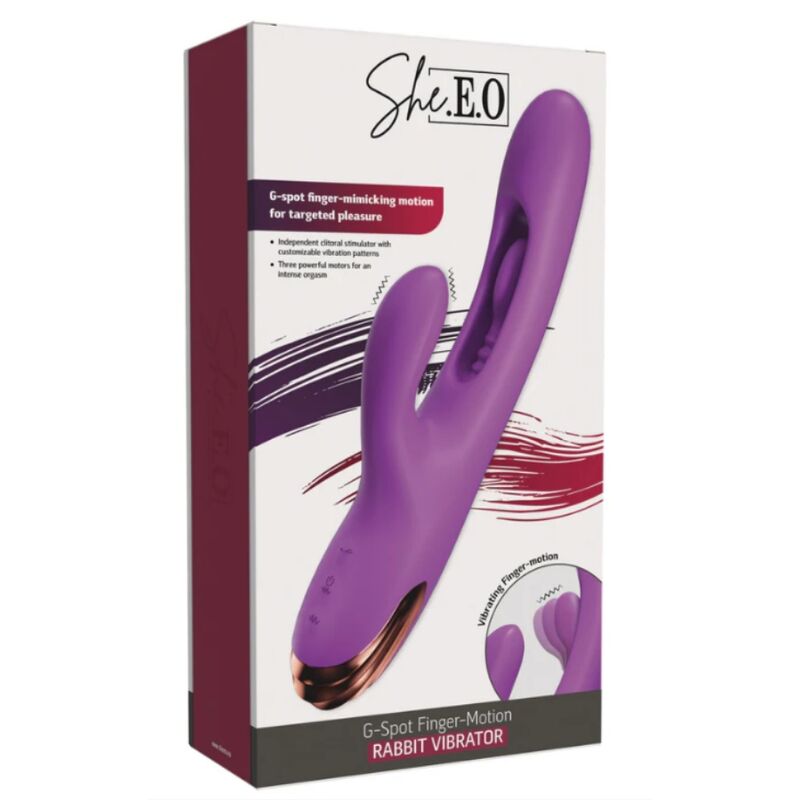 SHE.E.O - VIBRATORE PER IL PUNTO G A FORMA DI CONIGLIO CON MOVIMENTO DIGITALE VIOLA – Vibratori di coniglio – foto 7
