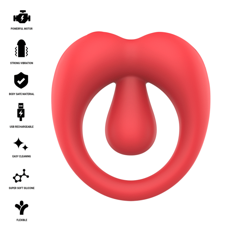 INTENSE - RUSSELL ANILLO VIBRADOR CON ESTIMULACIÓN DE CLÍTORIS ROJO – Cockring con vibrazione – foto 2