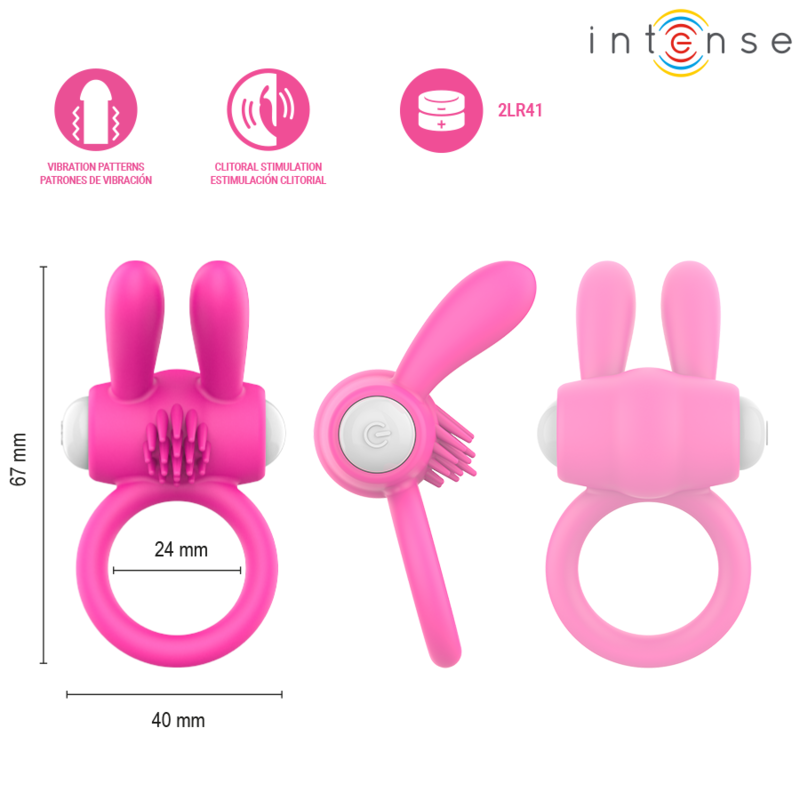 INTENSE - ANELLO VIBRANTE PER PENE HOPPS CON STIMOLAZIONE CLITORIDEA ROSA – Cockring con vibrazione – foto 4
