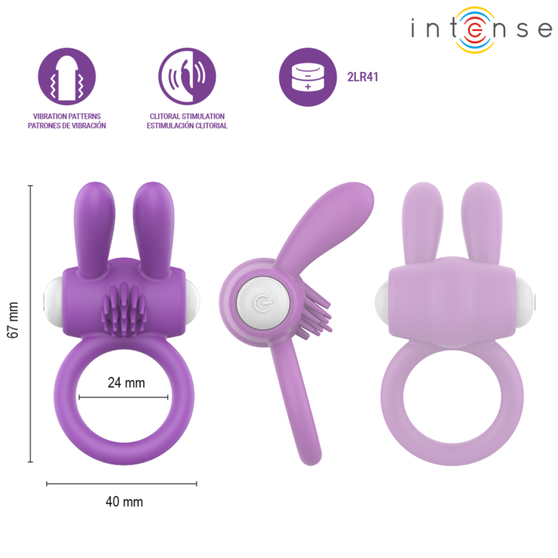INTENSE - ANELLO VIBRANTE PER PENE LUPPS CON STIMOLAZIONE CLITORIDEA VIOLA – Cockring con vibrazione – foto 4