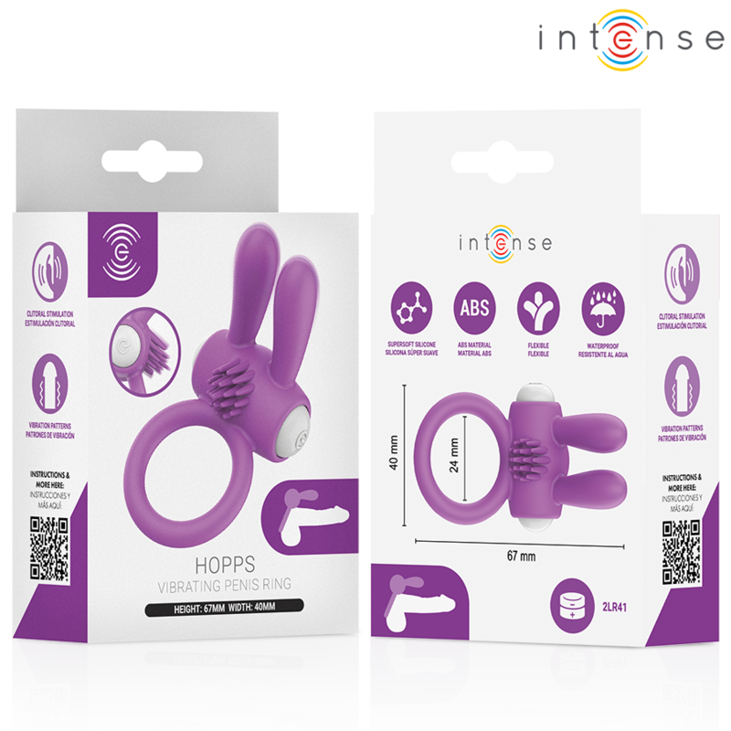 INTENSE - ANELLO VIBRANTE PER PENE LUPPS CON STIMOLAZIONE CLITORIDEA VIOLA – Cockring con vibrazione – foto 5