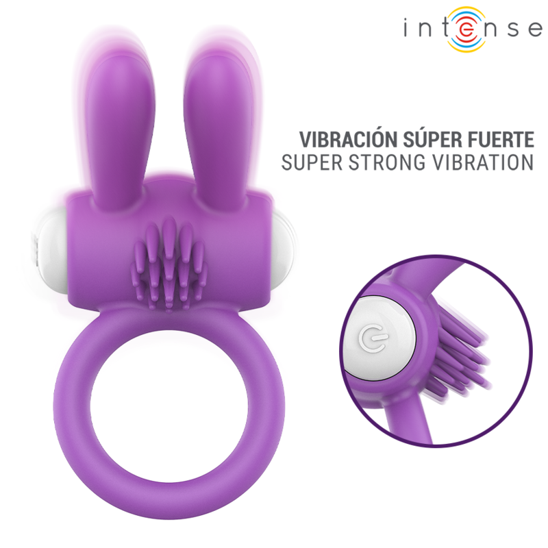 INTENSE - ANELLO VIBRANTE PER PENE LUPPS CON STIMOLAZIONE CLITORIDEA VIOLA – Cockring con vibrazione – foto 3