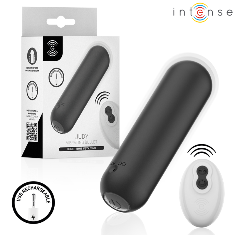 INTENSE - JUDY VIBRATORE A PROIETTILE RICARICABILE CON TELECOMANDO NERO – Telecomando