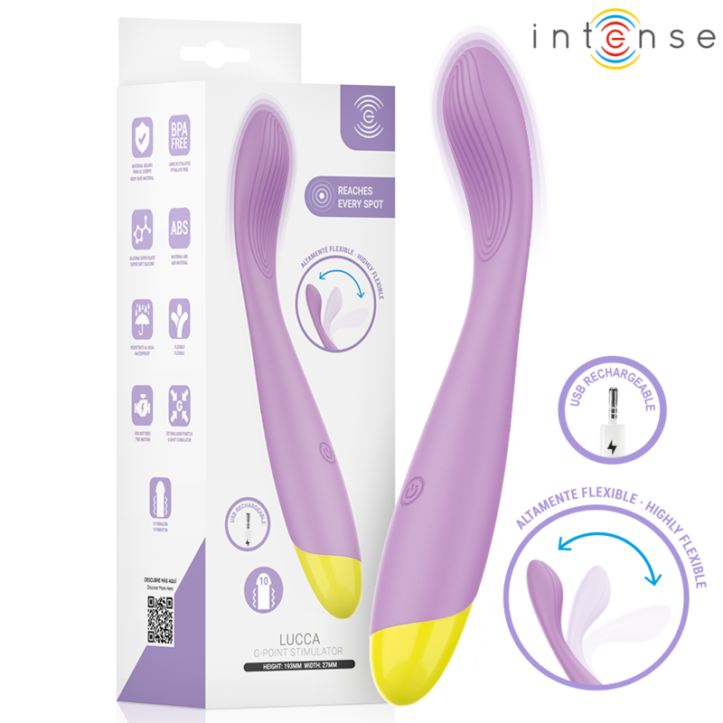 INTENSE - LUCCA STIMOLATORE DEL PUNTO G FLESSIBILE RICARICABILE TRAMITE USB – Vibratori HI-TECH