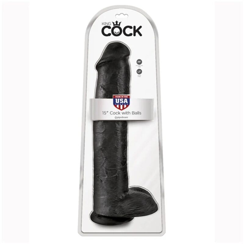 KING COCK - DILDO REALISTICO CON TESTICOLI 38 CM NERO – Peni realistici – foto 5