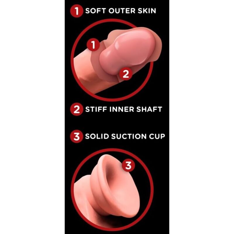 KING COCK PLUS - DILDO REALISTICO A TRIPLA DENSITÀ CON TESTICOLI OSCILLANTI 23 CM CARNE – Peni realistici – foto 5