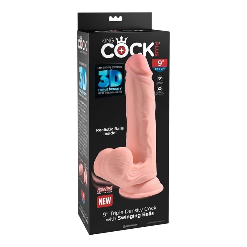 KING COCK PLUS - DILDO REALISTICO A TRIPLA DENSITÀ CON TESTICOLI OSCILLANTI 23 CM CARNE – Peni realistici – foto 6