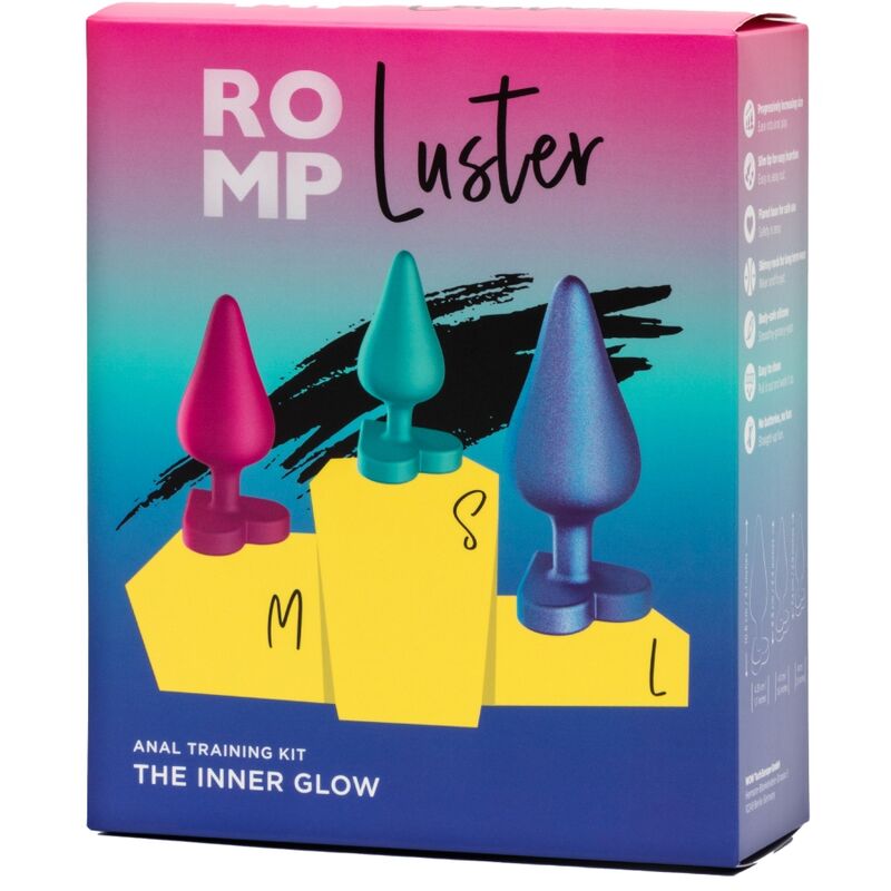 ROMP - KIT PER ALLENAMENTO ANALE LUSTER S/M/L CON BASE A FORMA DI CUORE – Tappi anali – foto 9