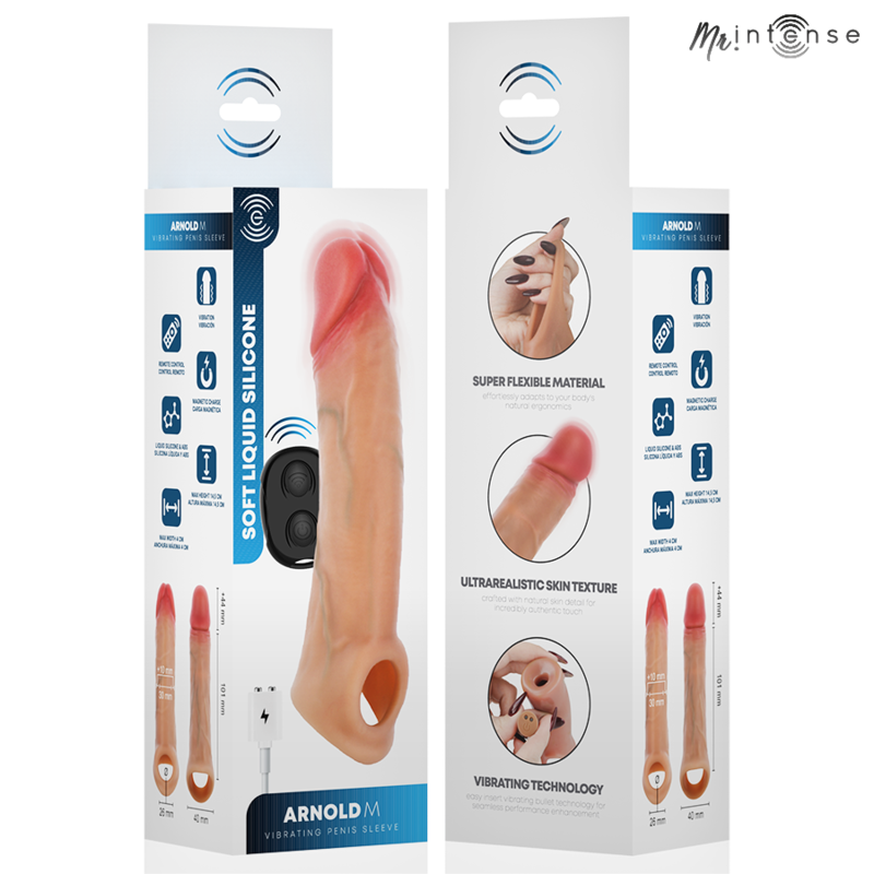 MR INTENSE - ARNOLD M VIBRATORE IN SILICONE PER PENE CON TELECOMANDO 14,5 CM -Ø- 4 CM – Copri pene con estensione – foto 8