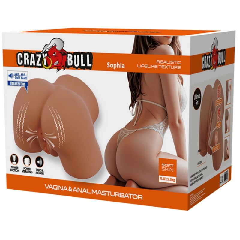 CRAZY BULL - SOPHIA VIBRATORE E SUCCHIATORE REALISTICO PER POLSO FEMMINILE CON SUONO 5,5 KG – Vagine con vibrazione – foto 9