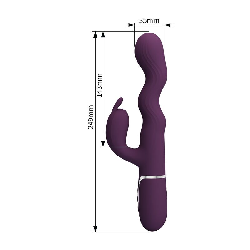 PRETTY LOVE - VIBRATORE A FORMA DI CONIGLIO LOURSEN CON MOVIMENTO DI SPINTA E 7 VIBRAZIONI, RICARICABILE TRAMITE USB, VIOLA – Vibratori di coniglio – foto 11