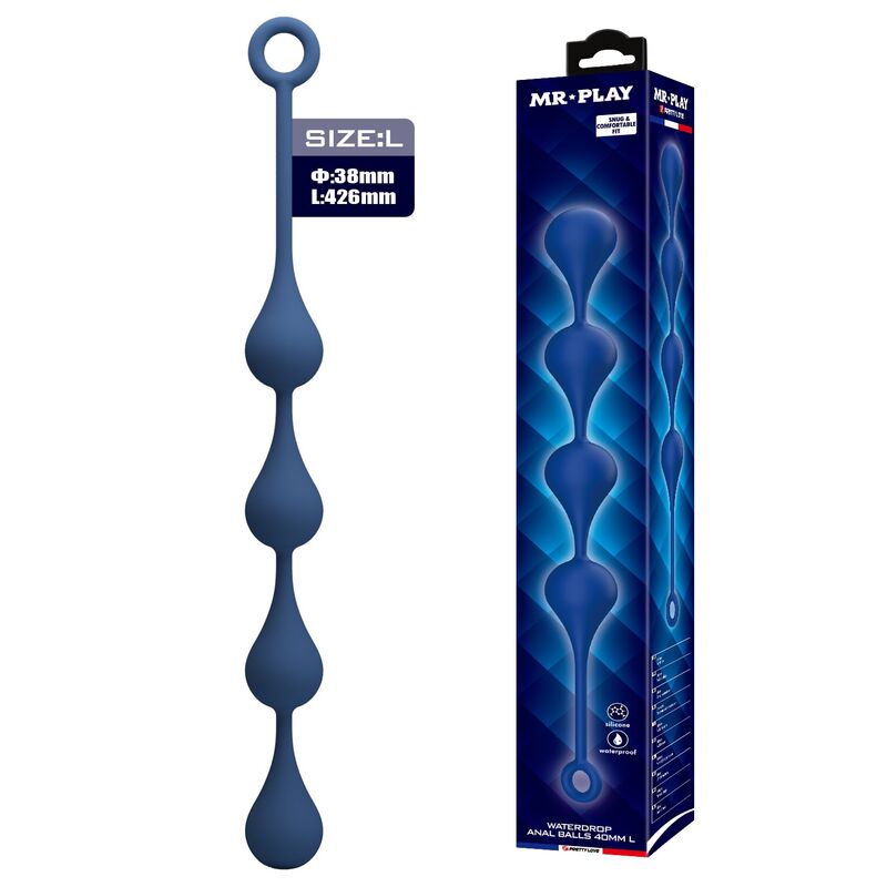MR PLAY - PERLE ANALI IN SILICONE BLU TAGLIA L 42,6 CM – Perline anali